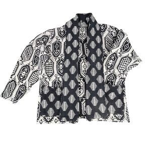Passports Pier 1 Black White‎ Aztec Open Jacket Cardigan Tapestry Reversible